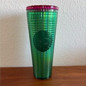 STARBUCKS Spring 2023 Watermelon Grid Green Pink Lid 24 OZ. Tumbler no straw